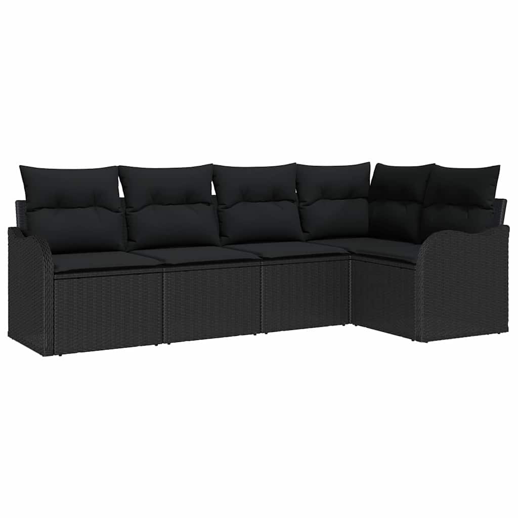 Havesofa Sæt 5 stk. Sort polyrattan