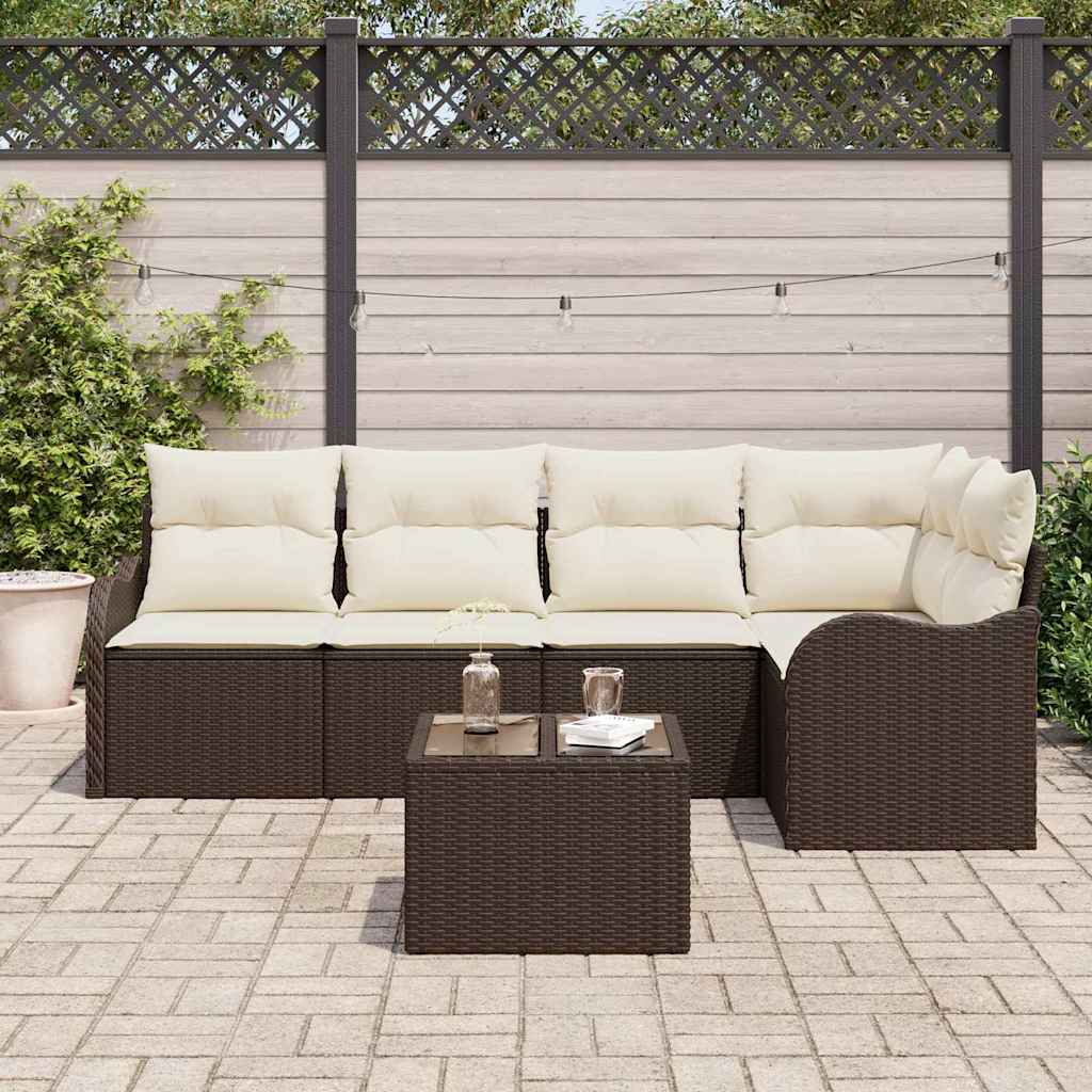 Havesofa Sæt 6 stk. Brun polyrattan