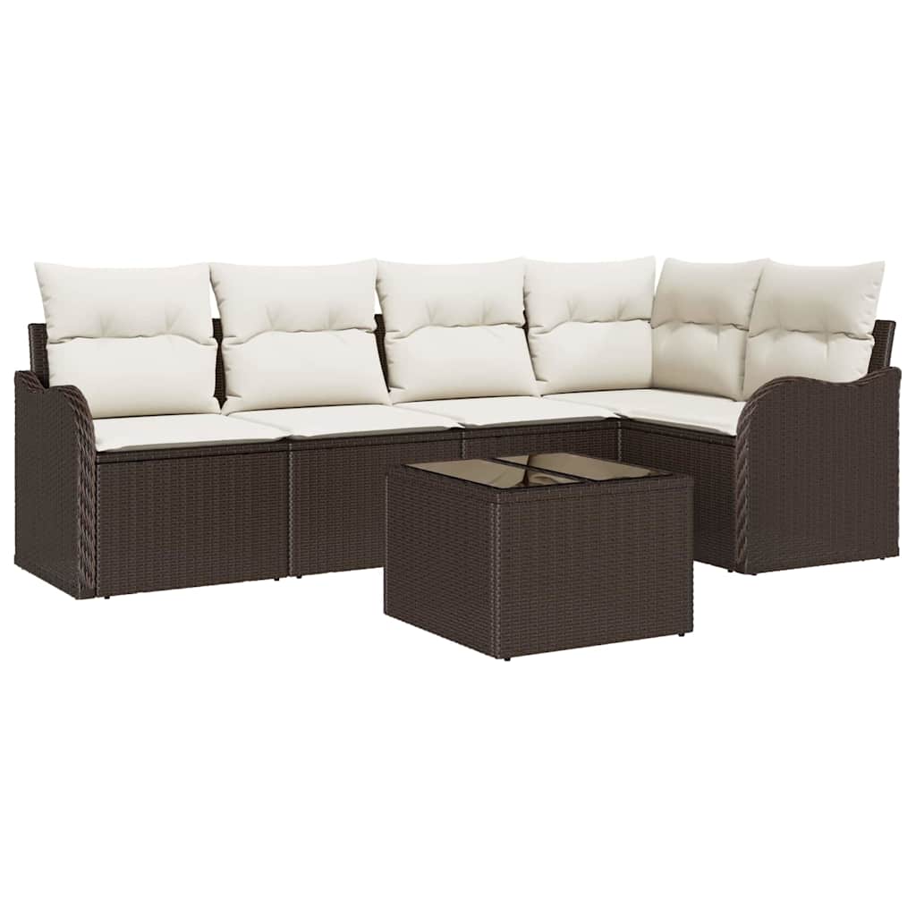 Havesofa Sæt 6 stk. Brun polyrattan