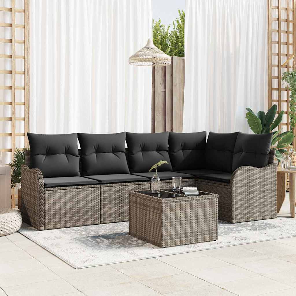 Havesofa Sæt 6 stk. Grå polyrattan