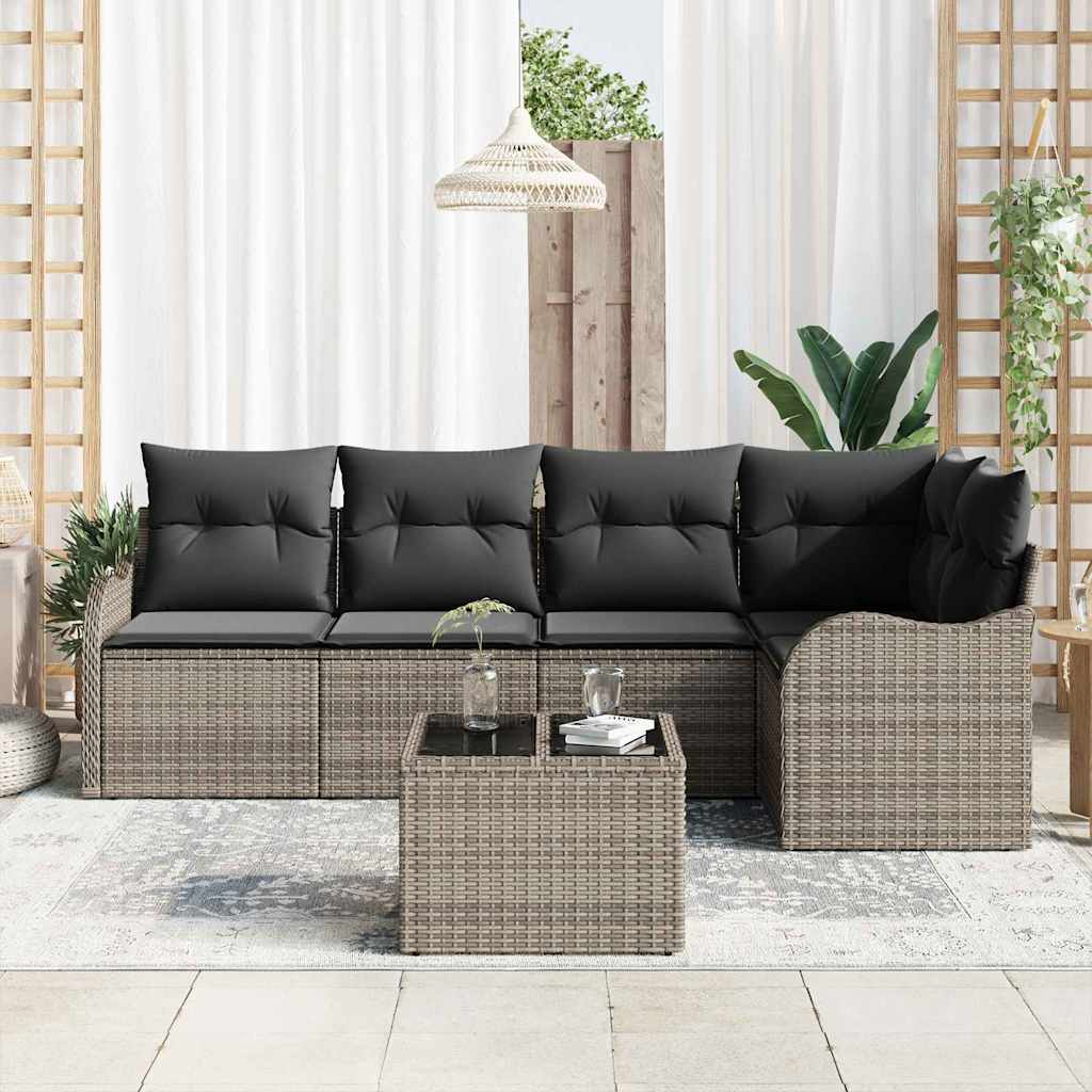 Havesofa Sæt 6 stk. Grå polyrattan
