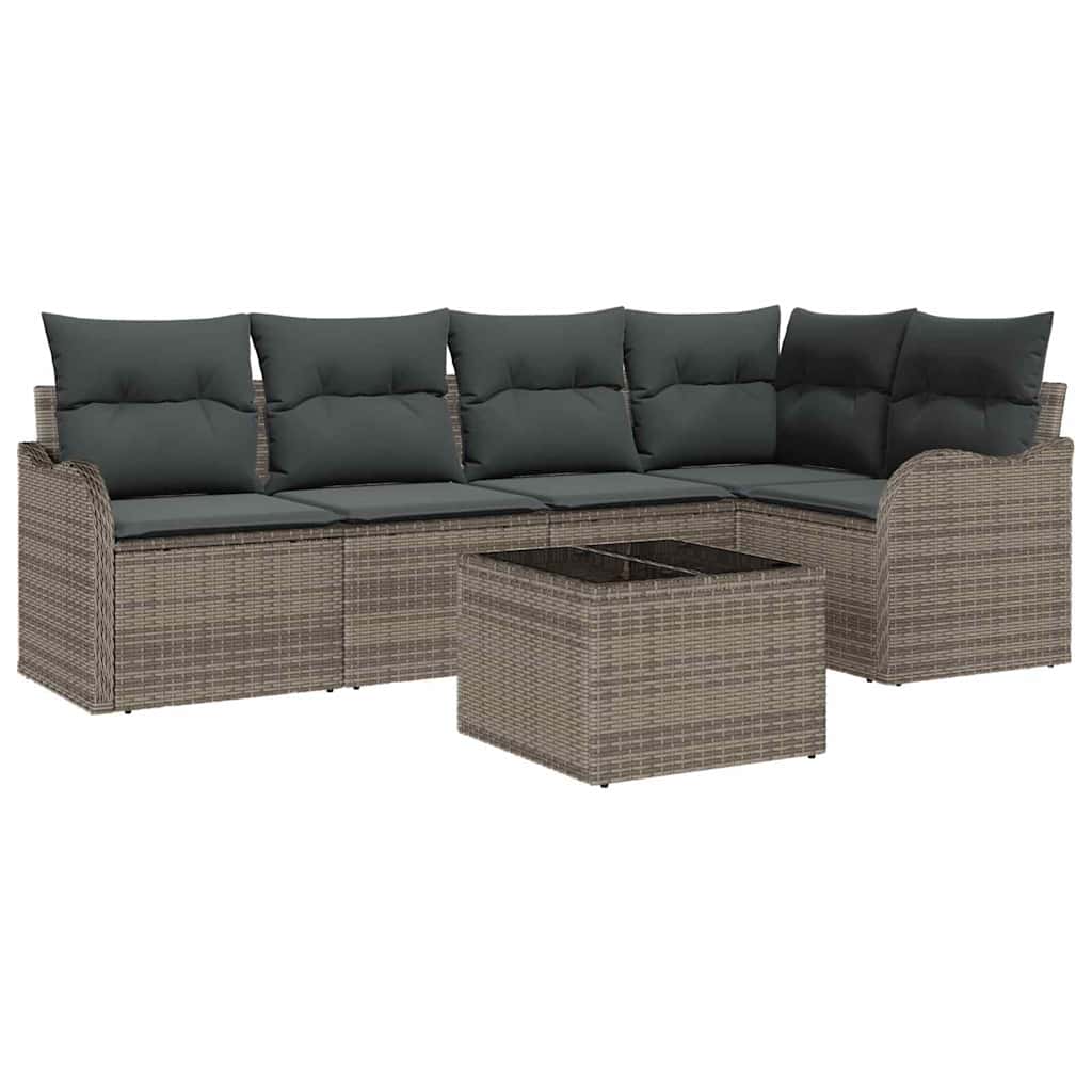 Havesofa Sæt 6 stk. Grå polyrattan