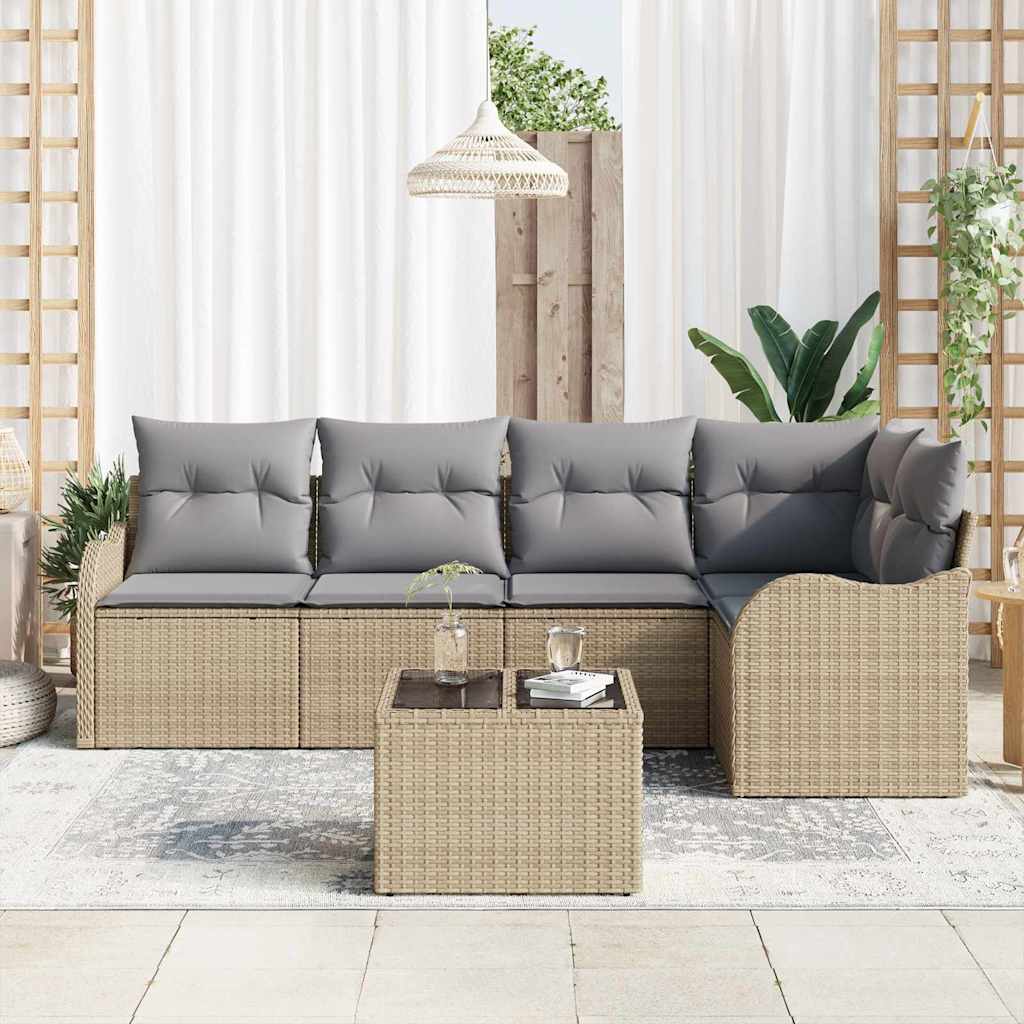 Havesofa Sæt 6 stk. Beige polyrattan