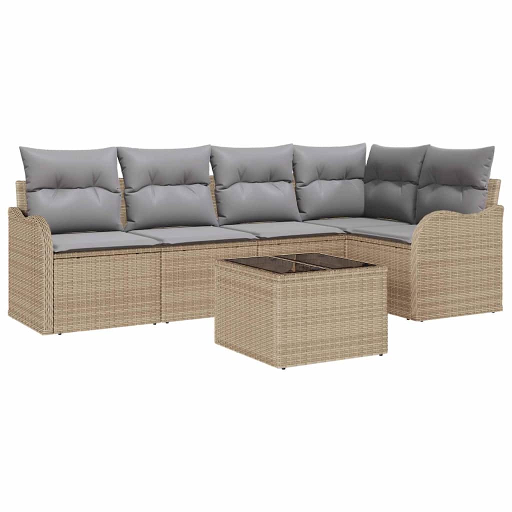 Havesofa Sæt 6 stk. Beige polyrattan