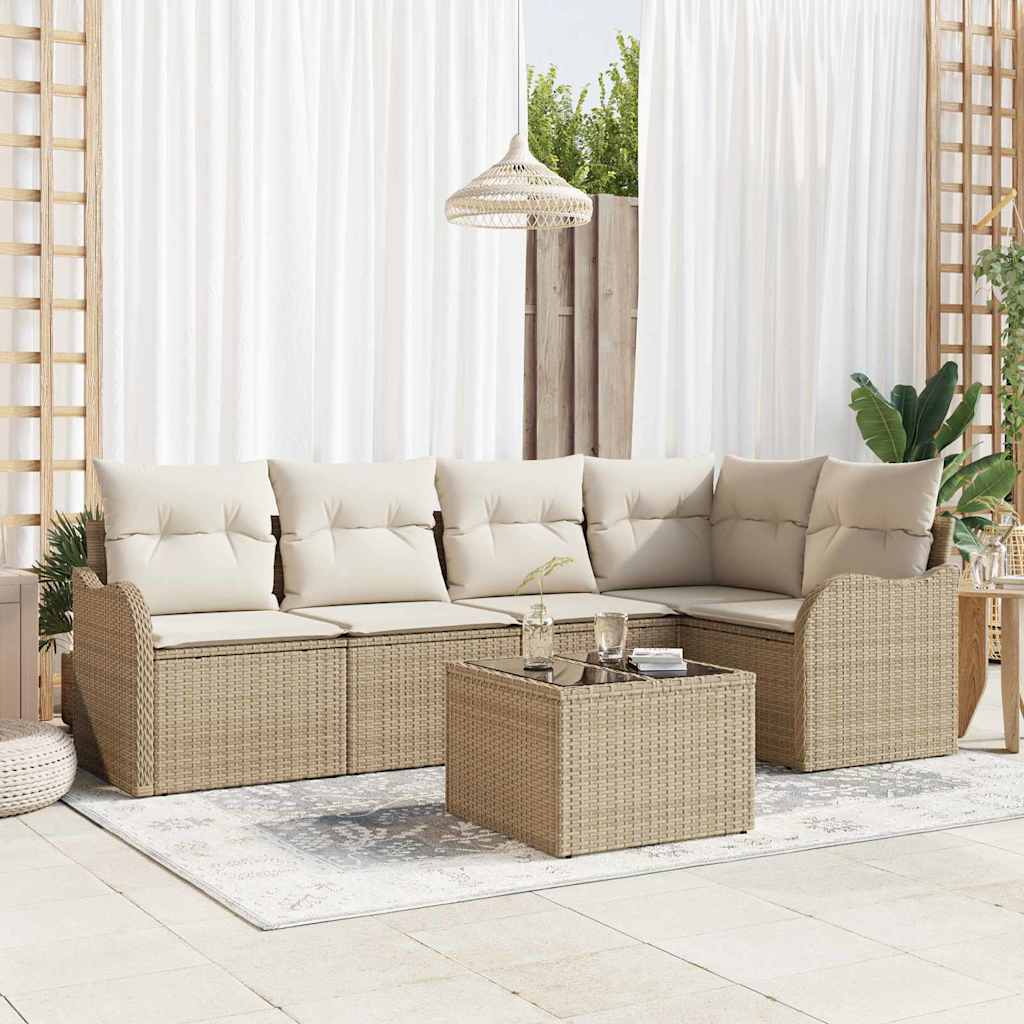 Havesofa Sæt 6 stk. Beige polyrattan
