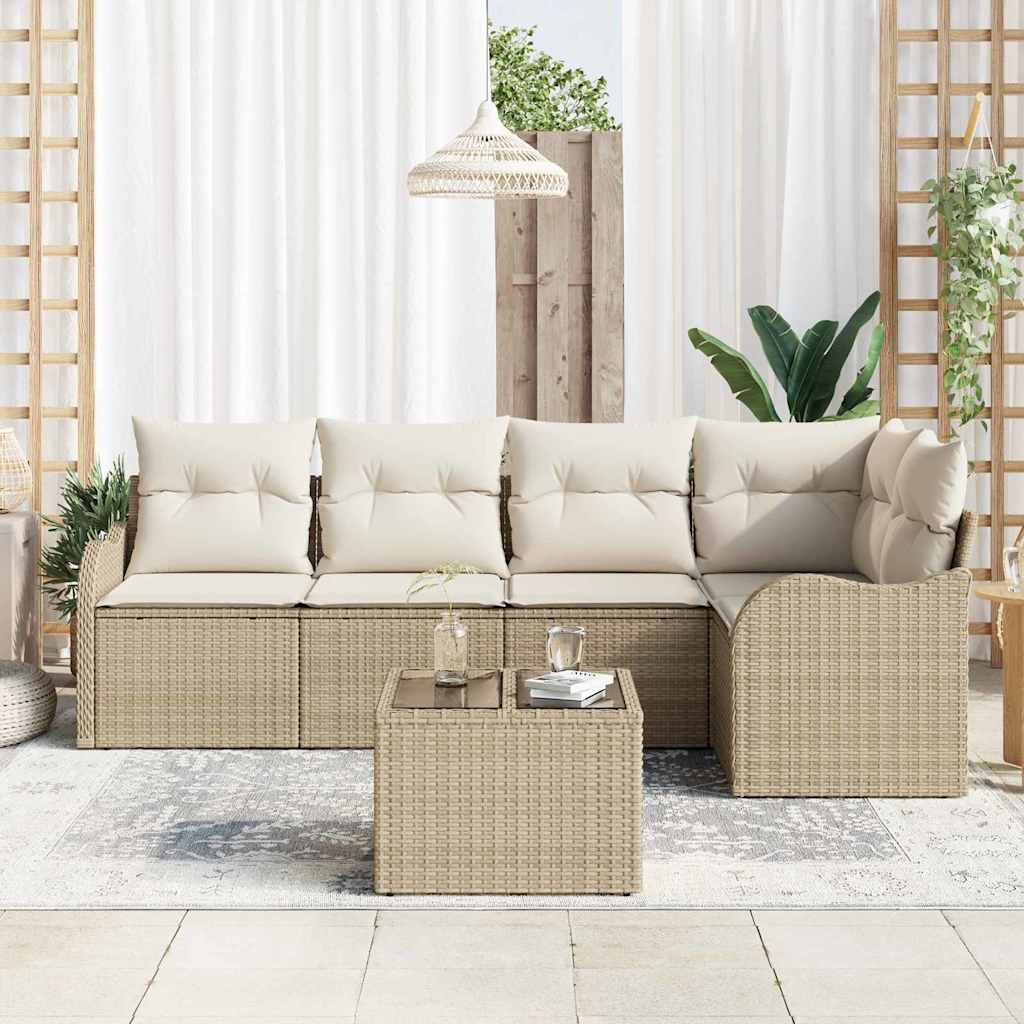 Havesofa Sæt 6 stk. Beige polyrattan