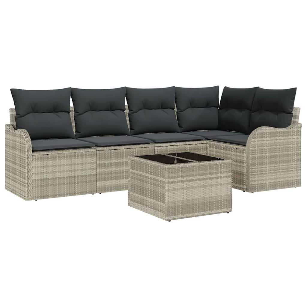 Havesofa Sæt 6 stk. Lysegrå polyrattan