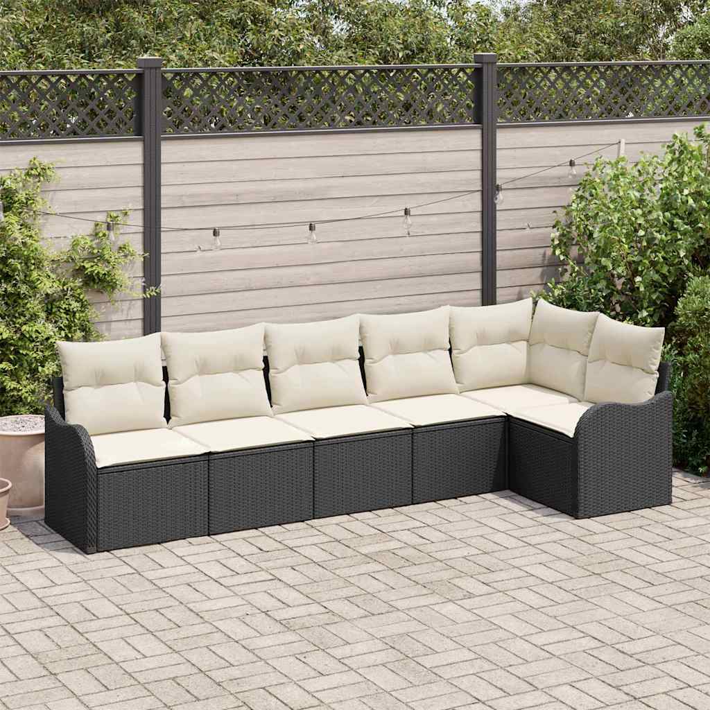 Havesofa Sæt 6 stk. Sort polyrattan
