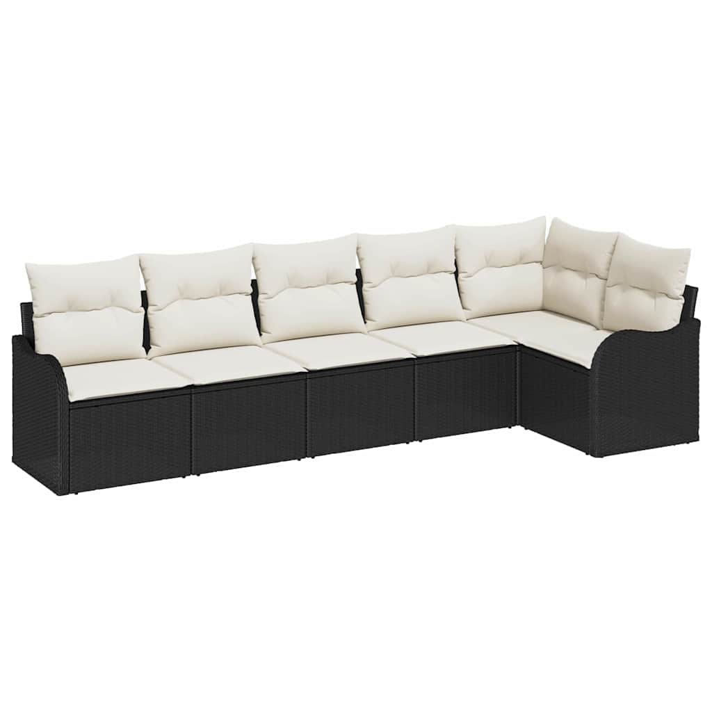 Havesofa Sæt 6 stk. Sort polyrattan