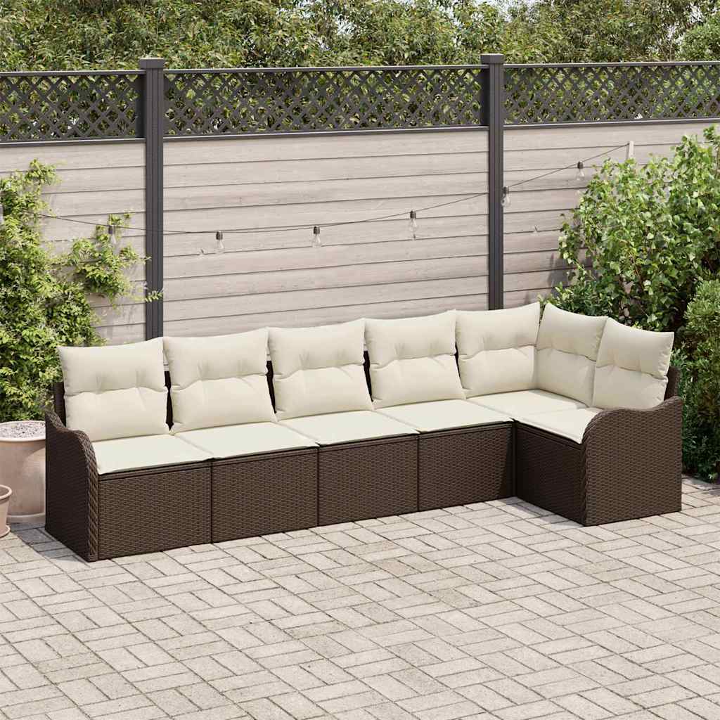 Havesofa Sæt 6 stk. Brun polyrattan