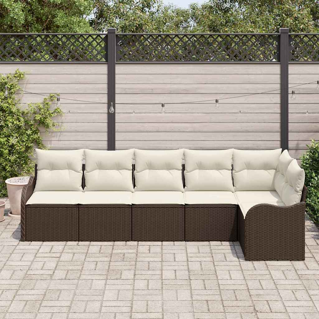 Havesofa Sæt 6 stk. Brun polyrattan