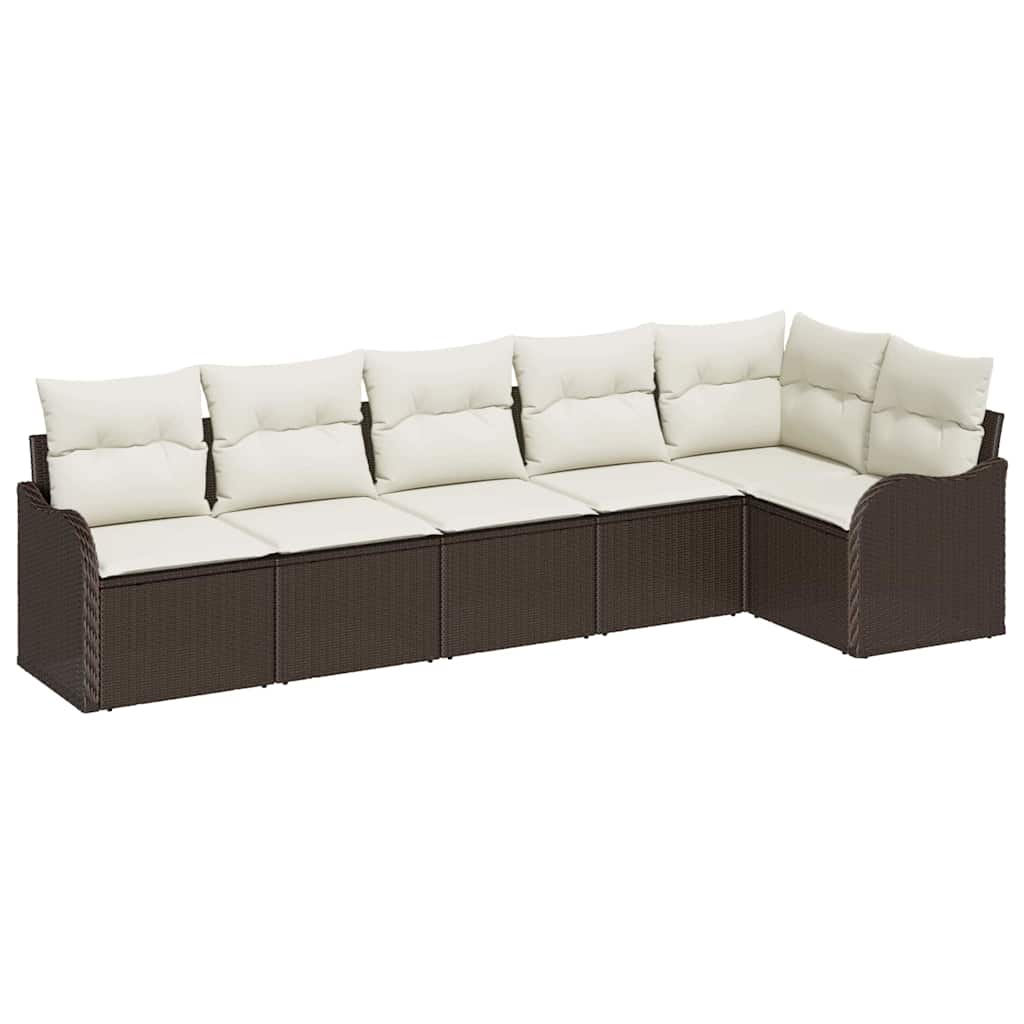 Havesofa Sæt 6 stk. Brun polyrattan