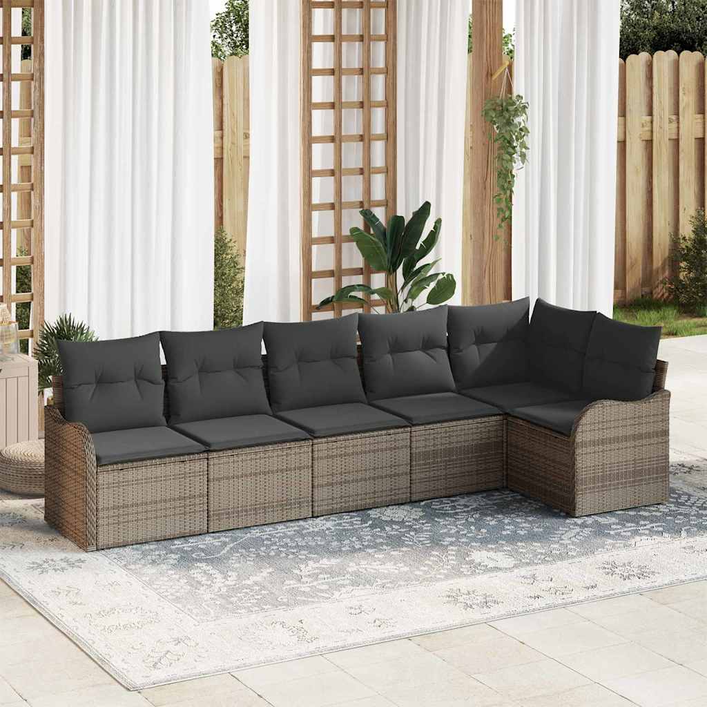 Havesofa Sæt 6 stk. Grå polyrattan