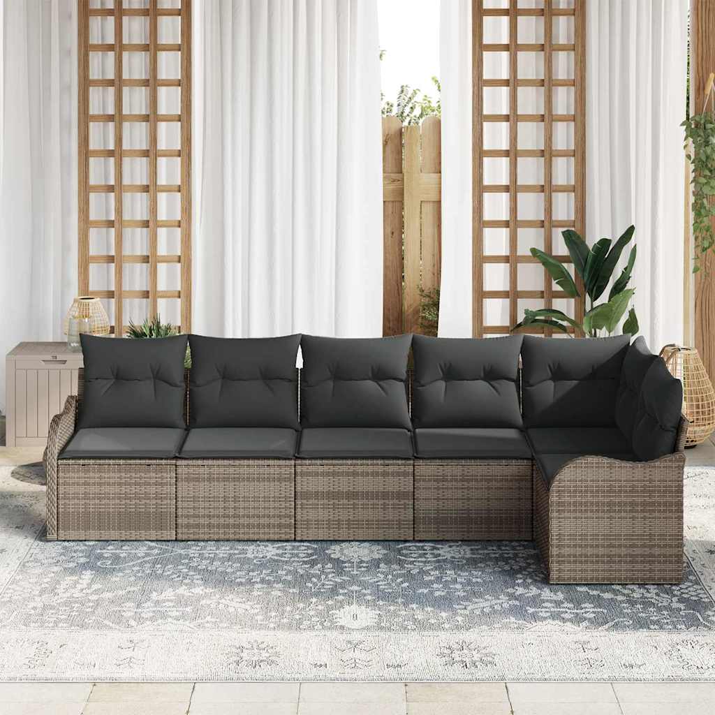 Havesofa Sæt 6 stk. Grå polyrattan