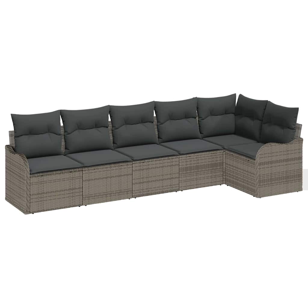 Havesofa Sæt 6 stk. Grå polyrattan