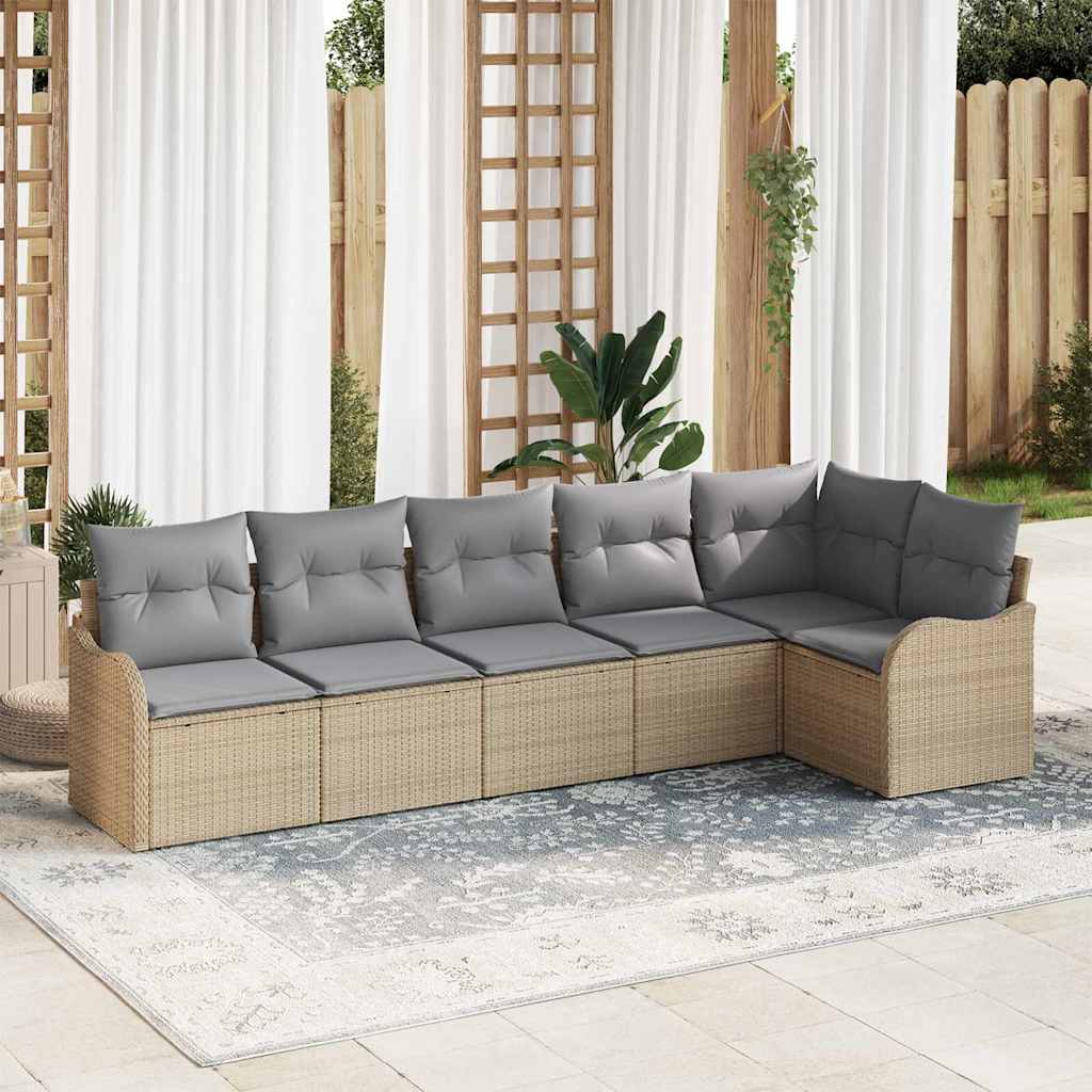 Havesofa Sæt 6 stk. Beige polyrattan
