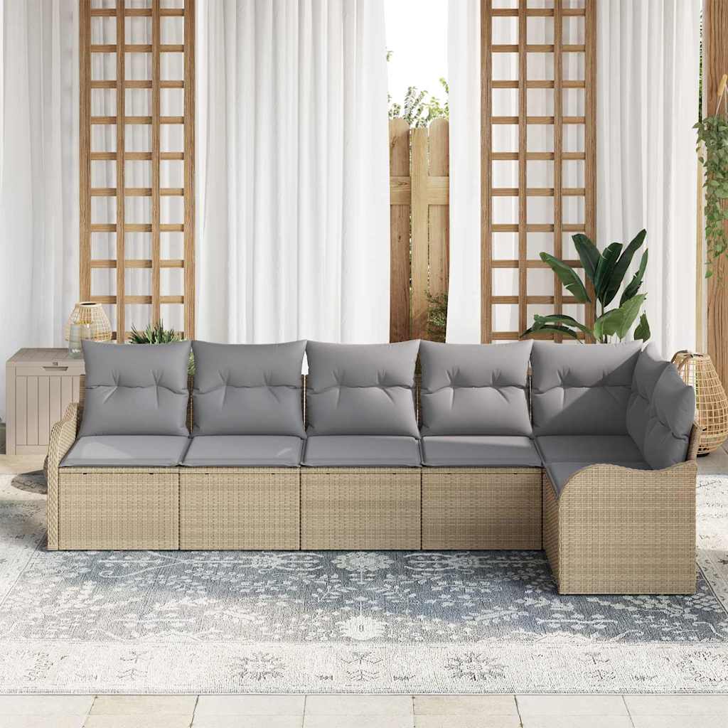 Havesofa Sæt 6 stk. Beige polyrattan