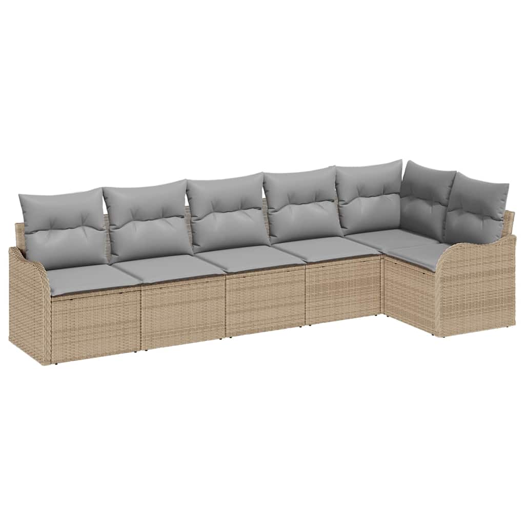 Havesofa Sæt 6 stk. Beige polyrattan