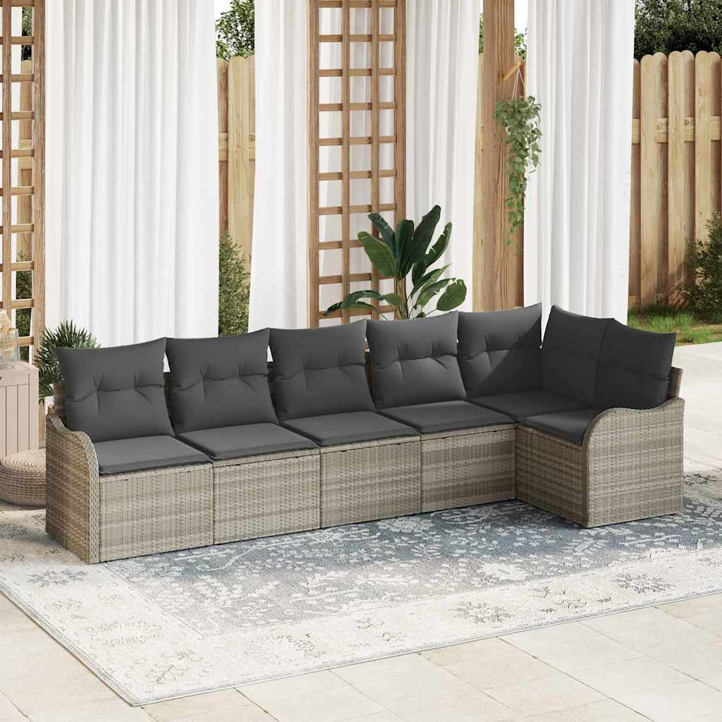 Havesofa Sæt 6 stk. Lysegrå polyrattan