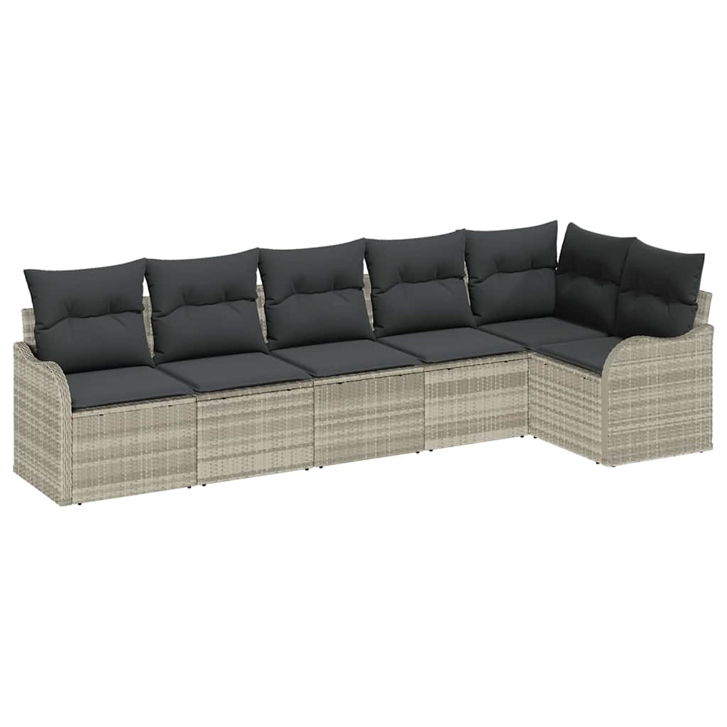Havesofa Sæt 6 stk. Lysegrå polyrattan