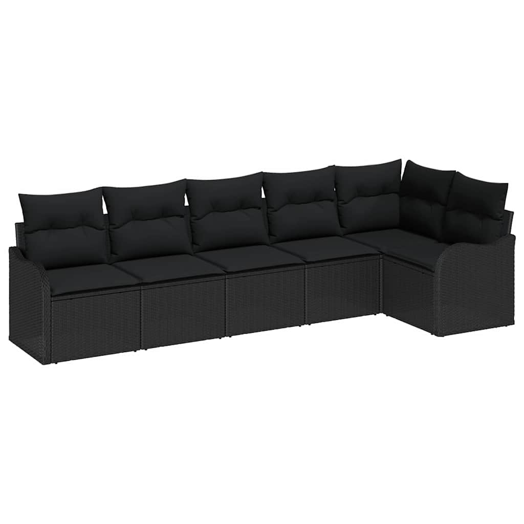 Havesofa Sæt 6 stk. Sort polyrattan