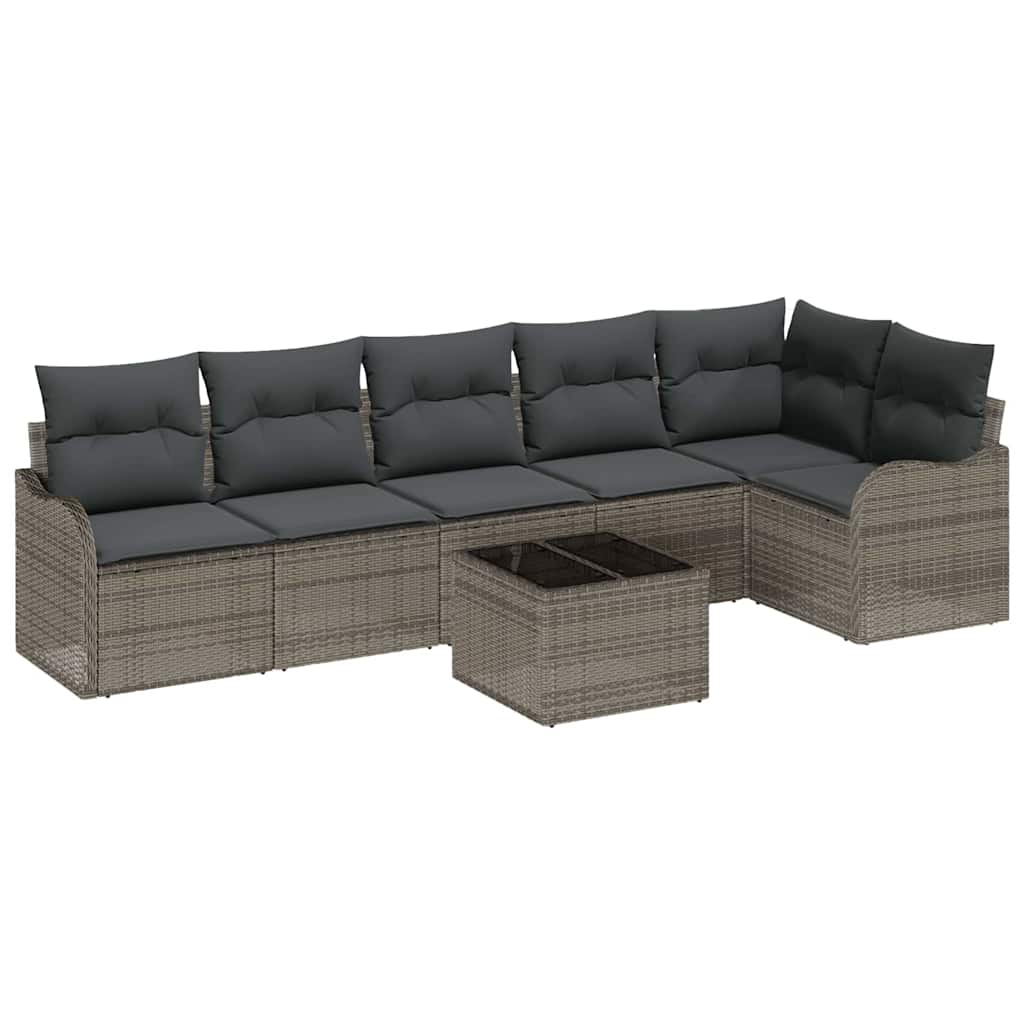 Havesofa Sæt 7 stk. Sort polyrattan