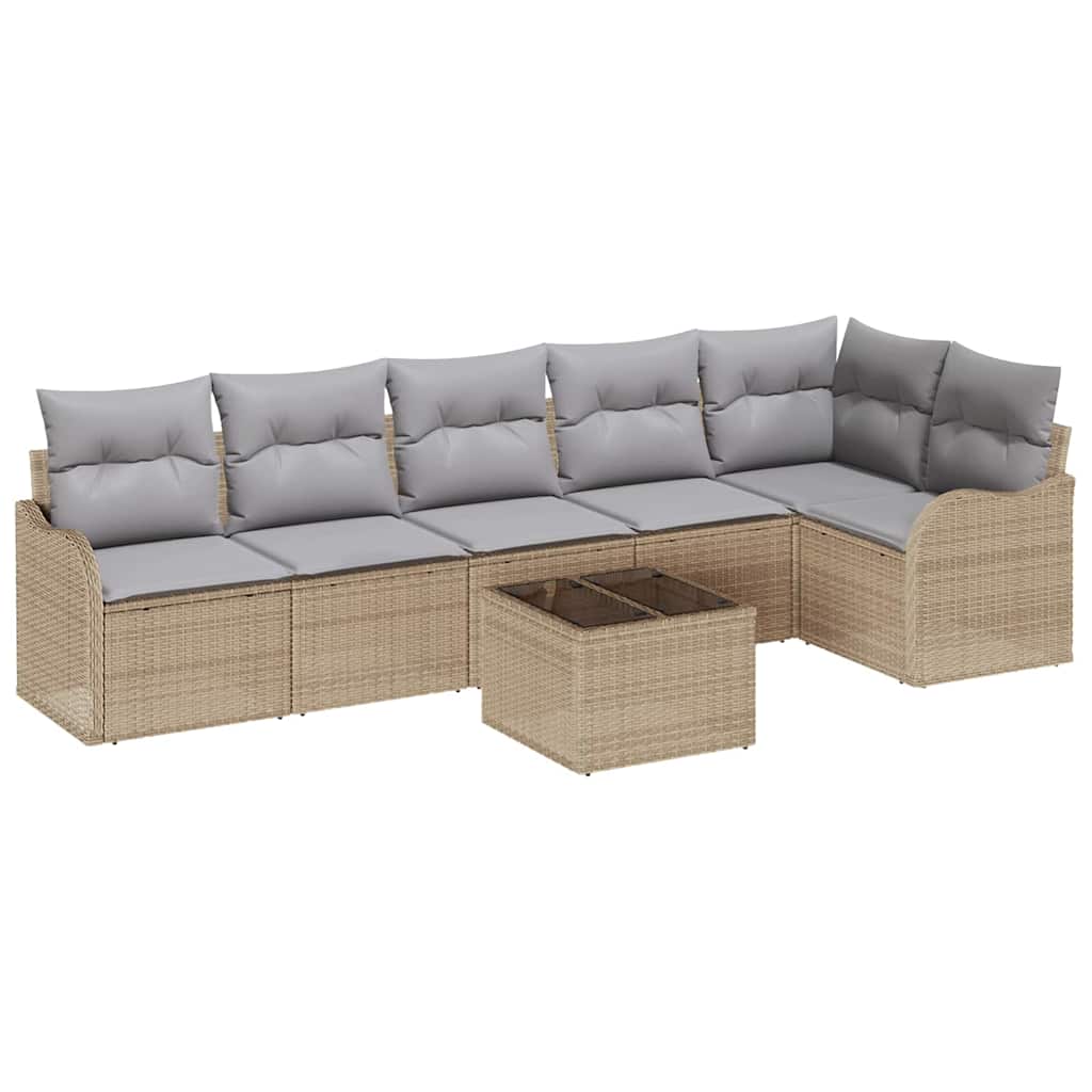 Havesofa Sæt 7 stk. Sort polyrattan