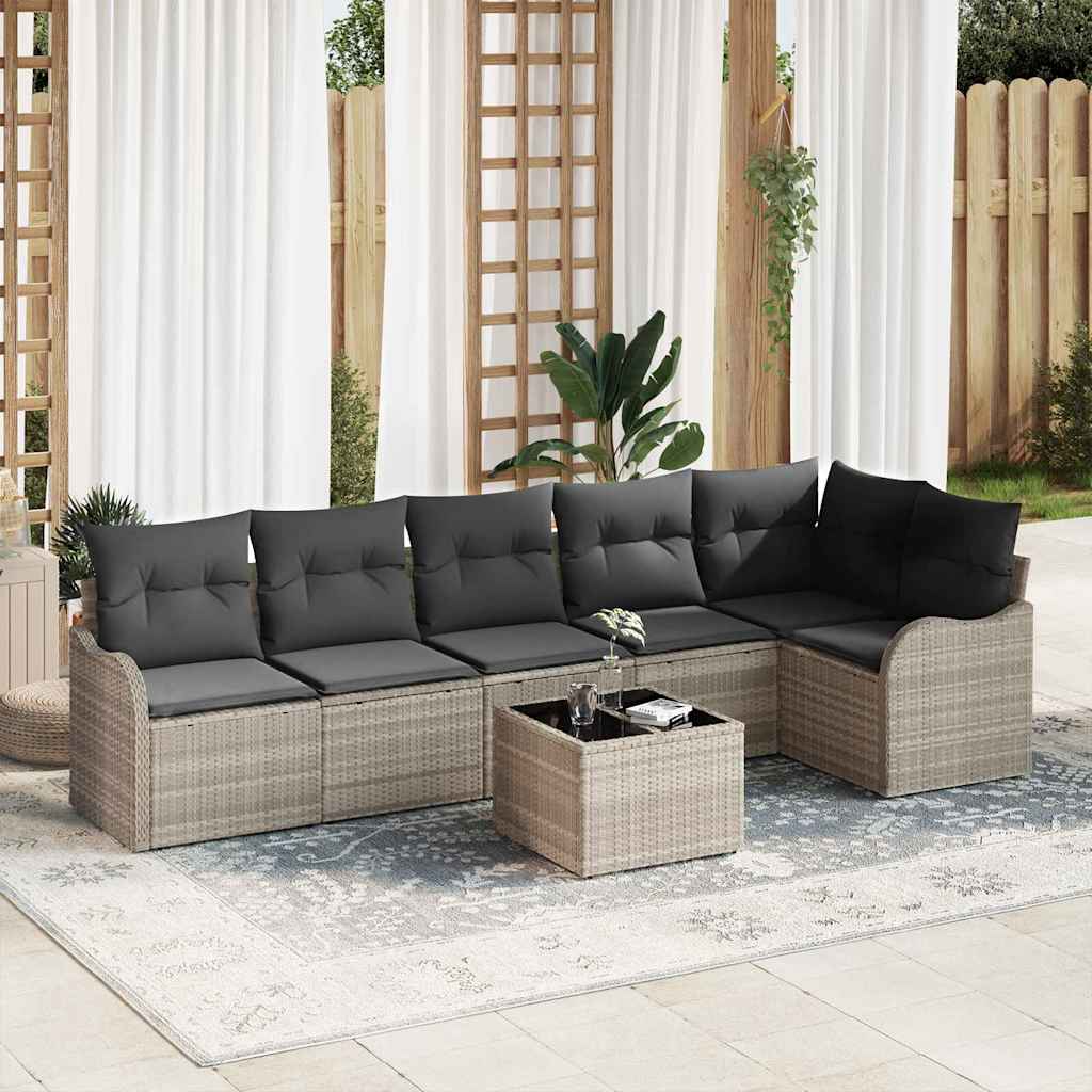 Havesofa Sæt 7 stk. Grå polyrattan
