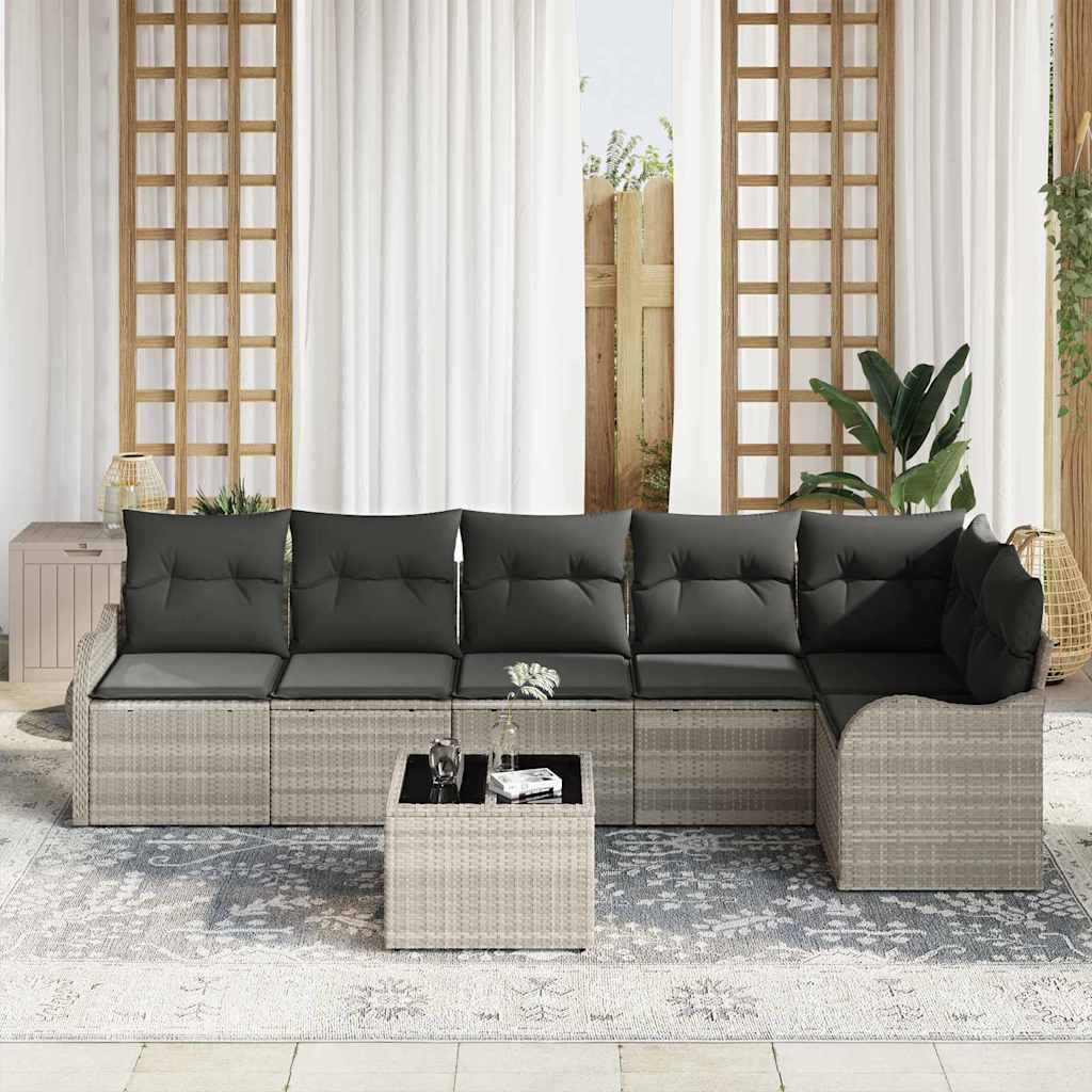 Havesofa Sæt 7 stk. Grå polyrattan