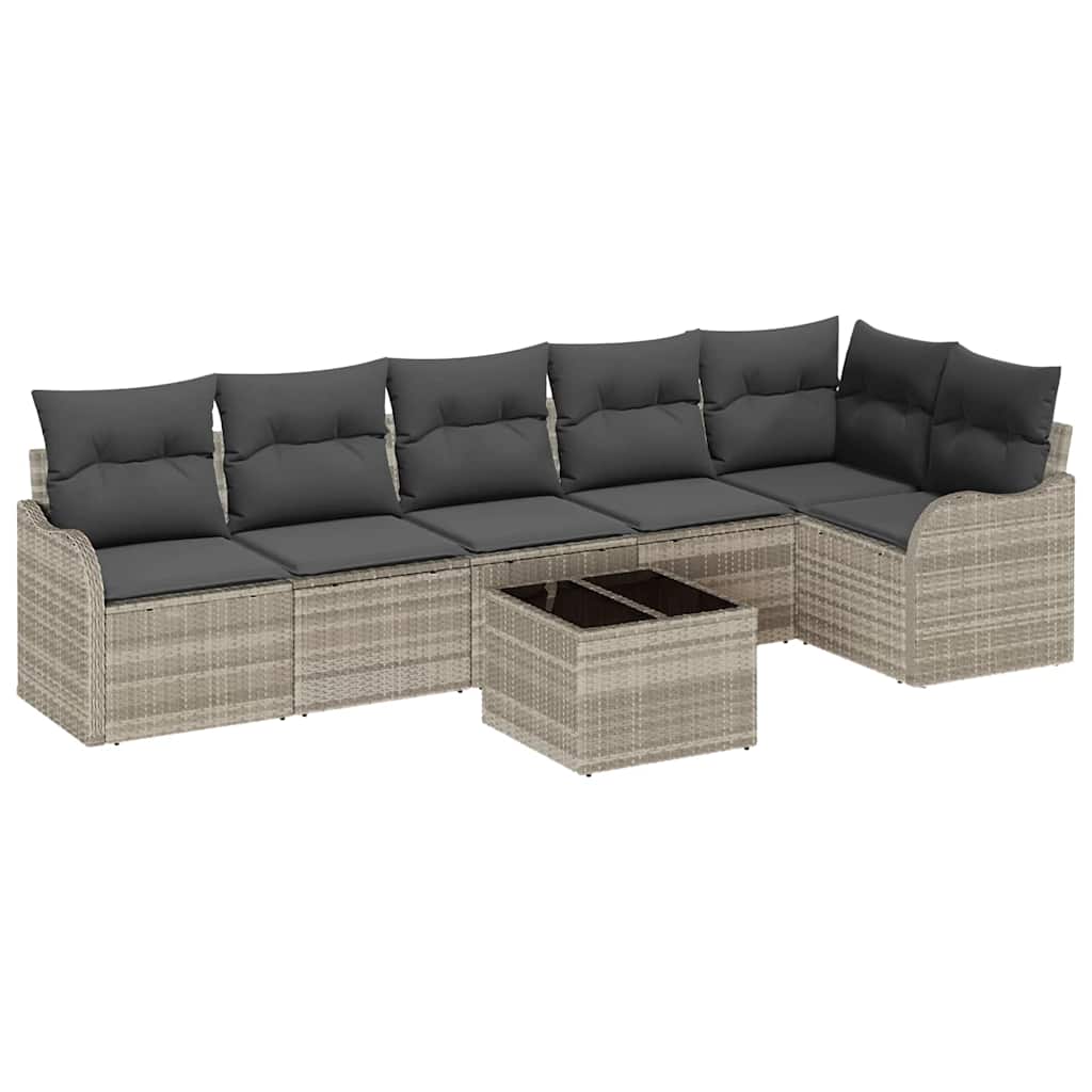 Havesofa Sæt 7 stk. Grå polyrattan