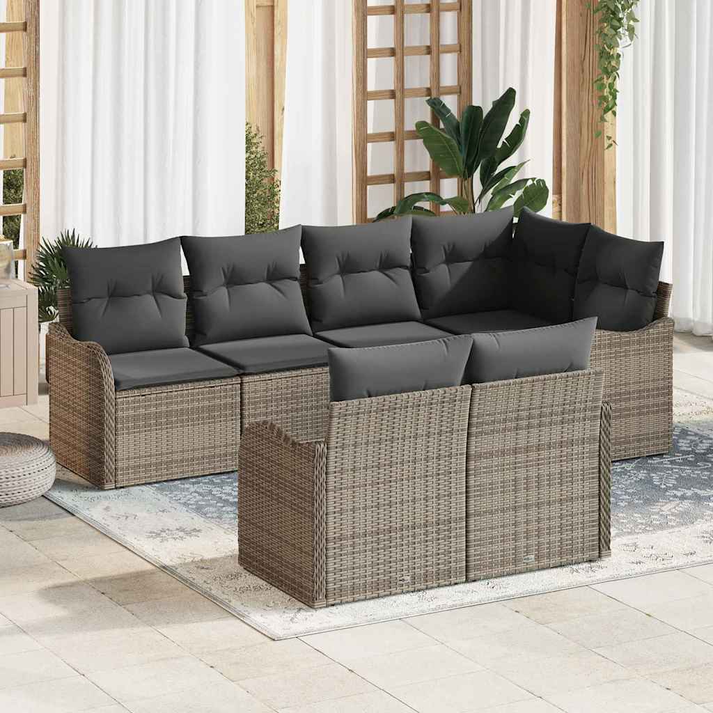 Havesofa Sæt 7 stk. Grå Poly rattan