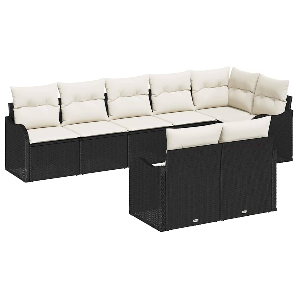 Havesofa Sæt 8 stk. Sort og Hvid polyrattan