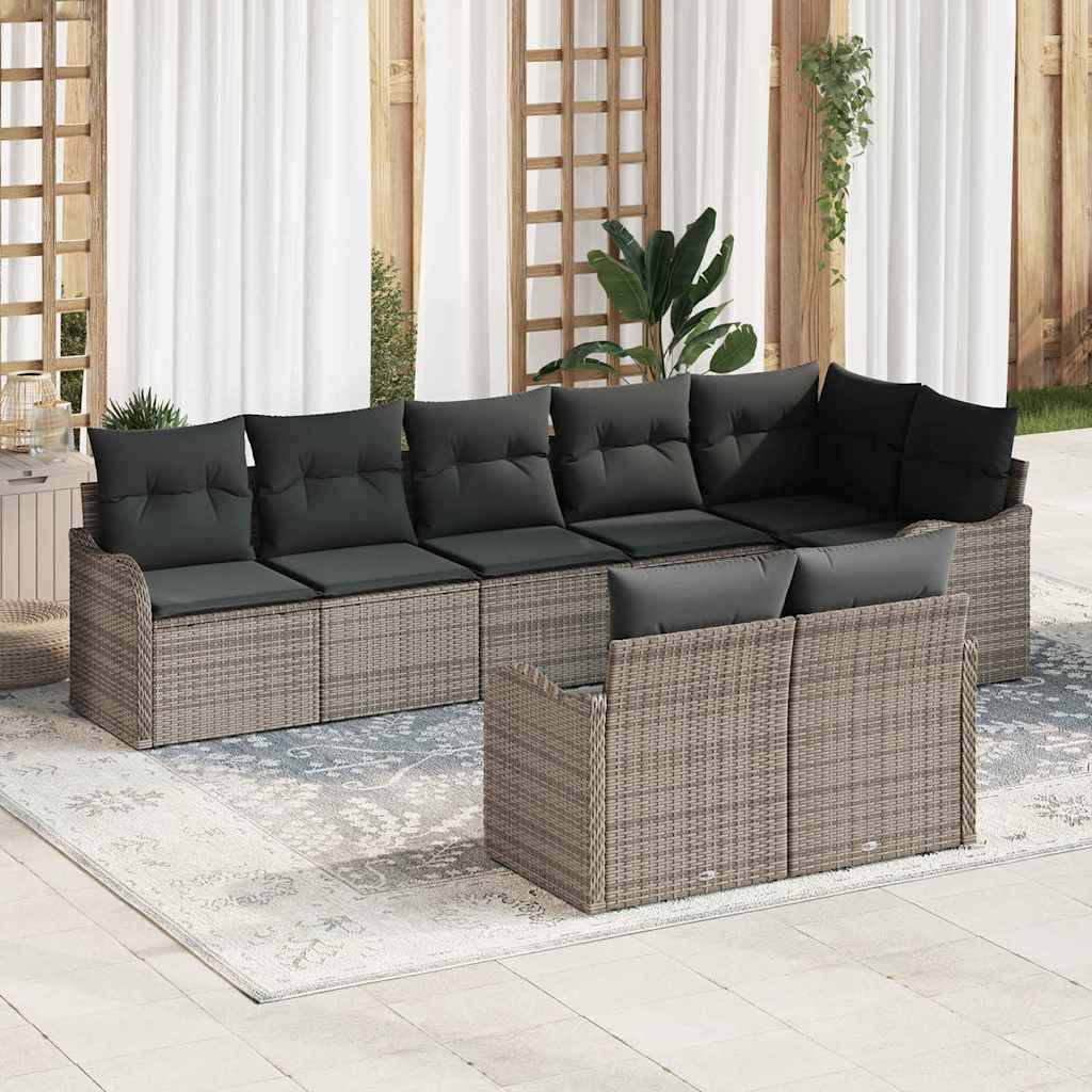 Havesofa Sæt 8 stk. Grå polyrattan