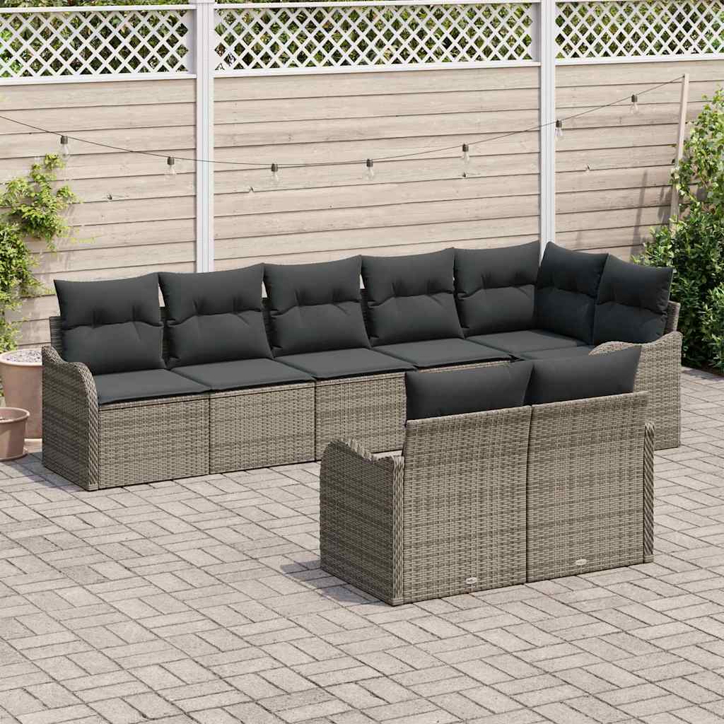 Havesofa Sæt 8 stk. Grå polyrattan