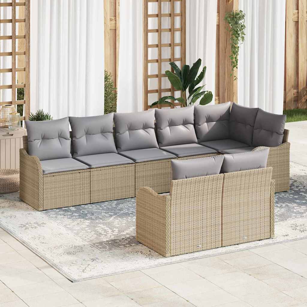 Havesofa Sæt 8 stk. Beige og lys grå polyrattan