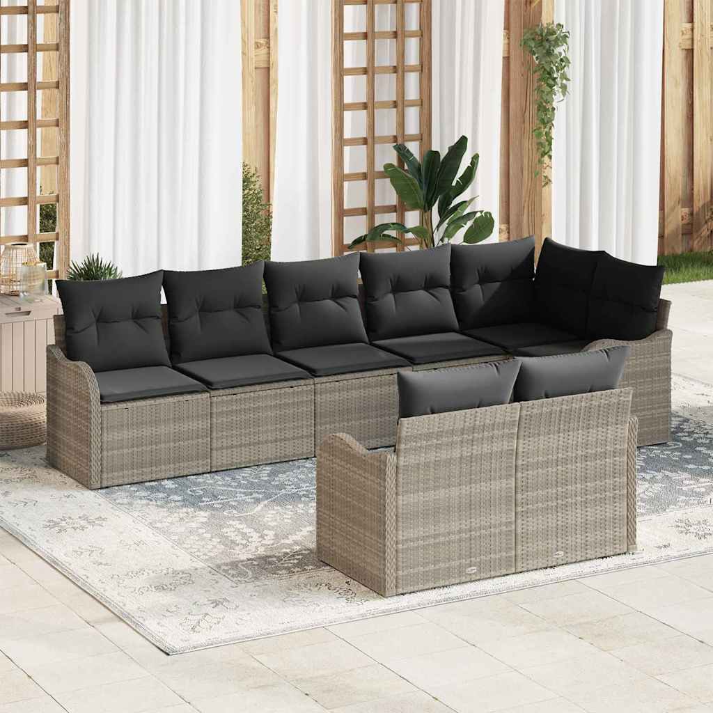 Havesofa Sæt 8 stk. Lysegrå polyrattan