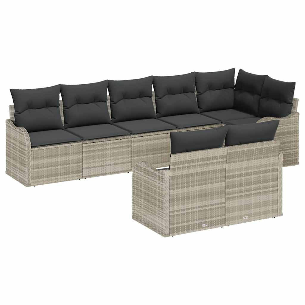 Havesofa Sæt 8 stk. Lysegrå polyrattan