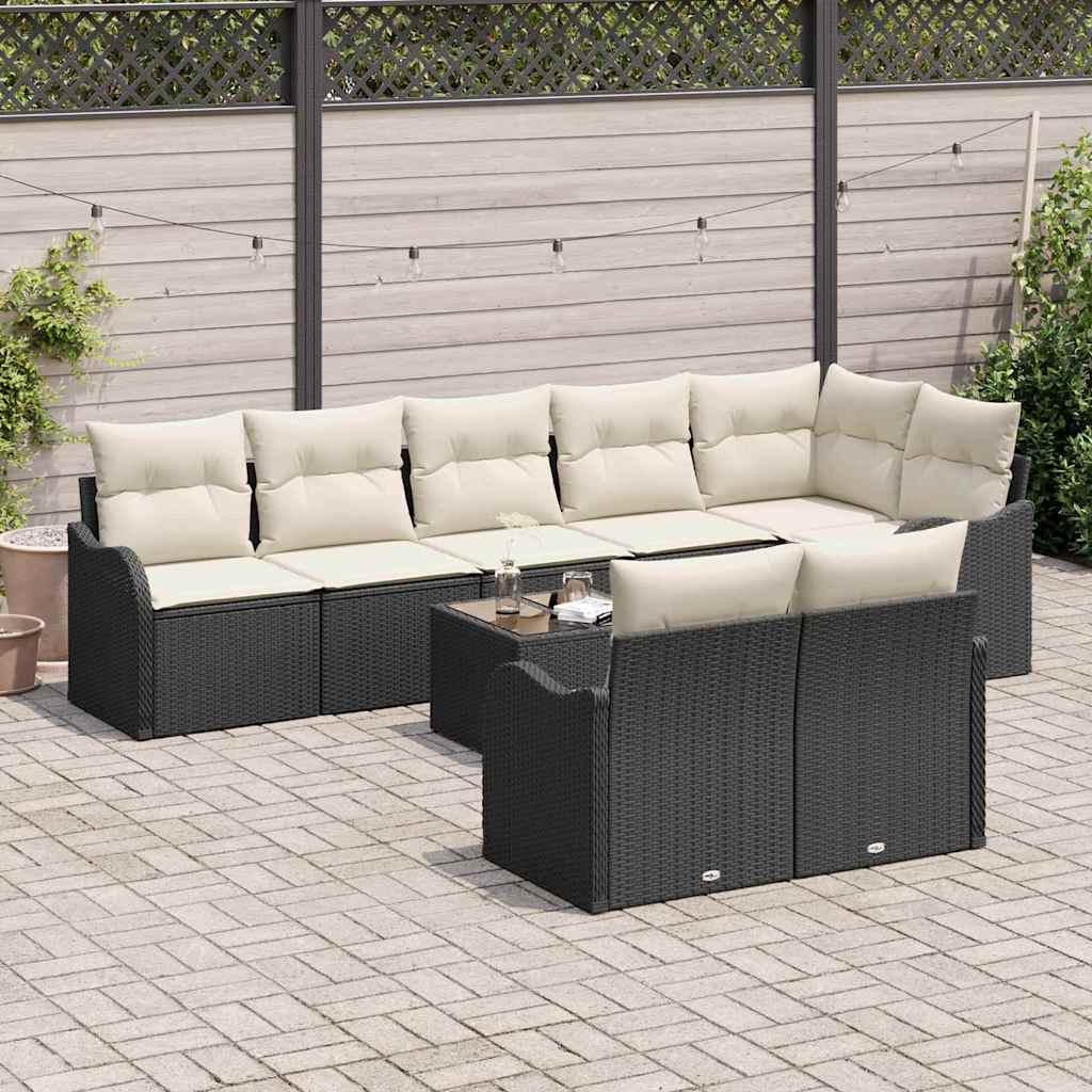 Havesofa Sæt 9 stk. Sort og Hvid polyrattan