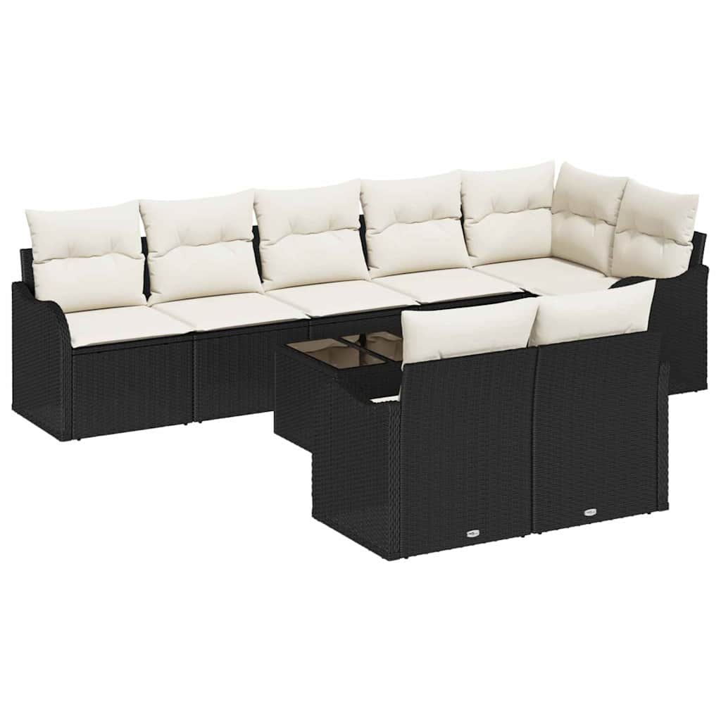 Havesofa Sæt 9 stk. Sort og Hvid polyrattan
