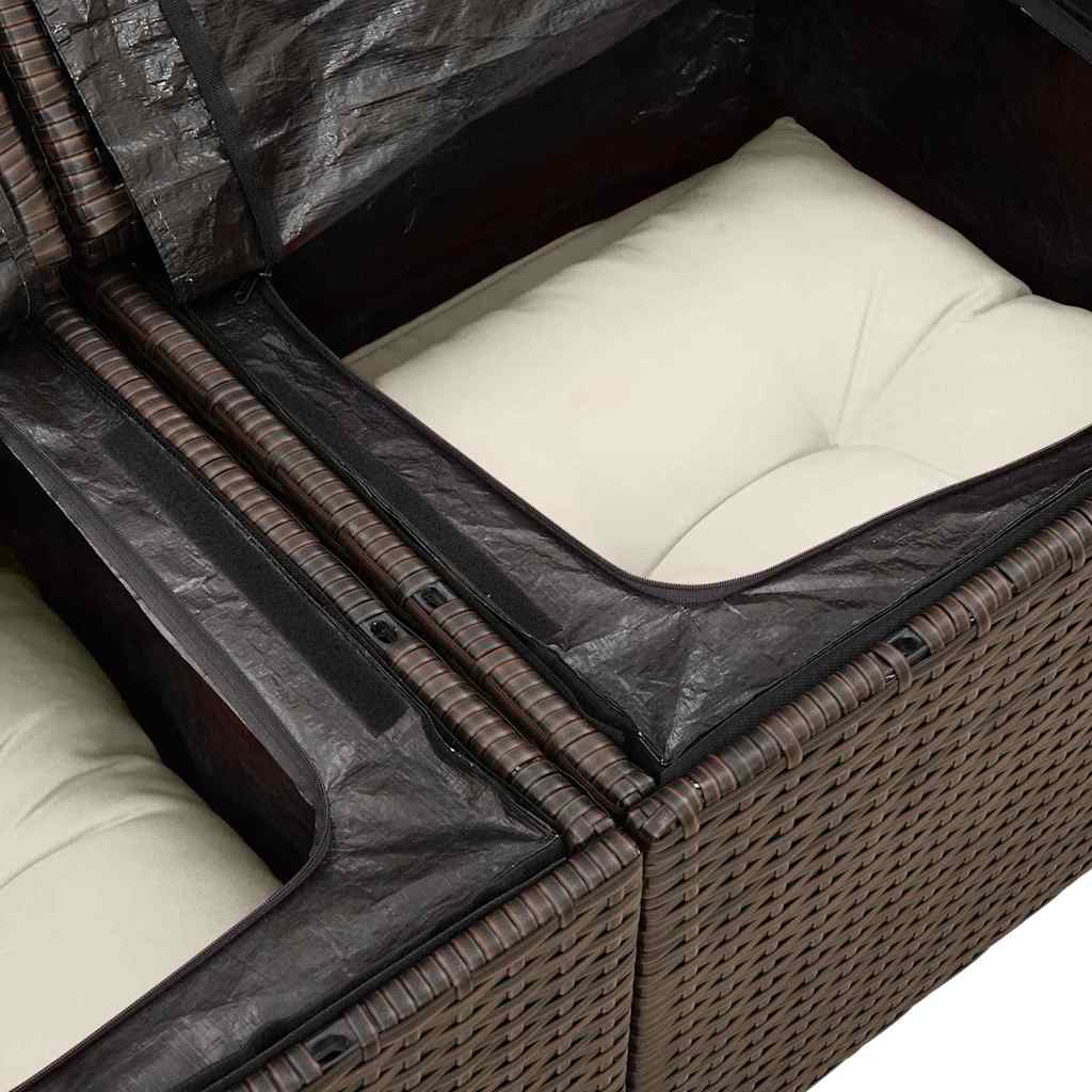 Havesofa Sæt 9 stk. Brun og hvid polyrattan