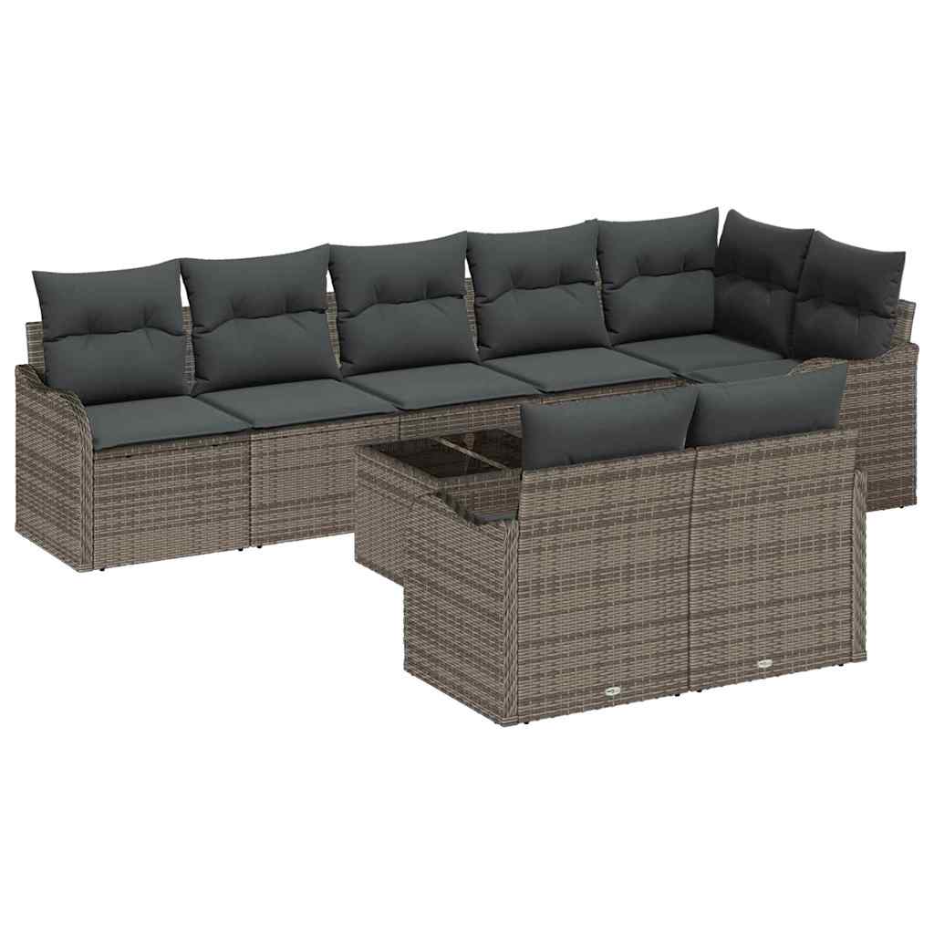 Havesofa Sæt 9 stk. Grå polyrattan