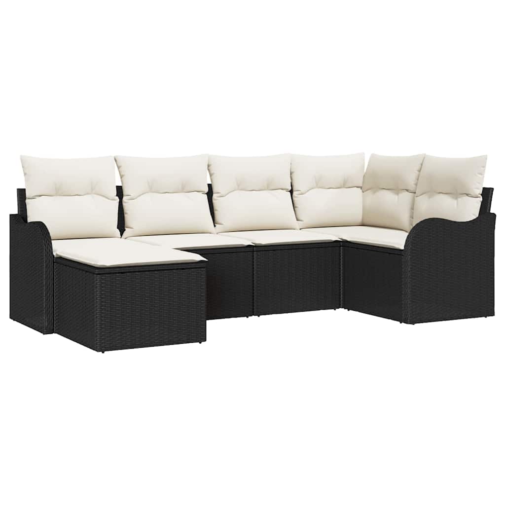 Havesofa Sæt 6 stk. Sort og Hvid polyrattan