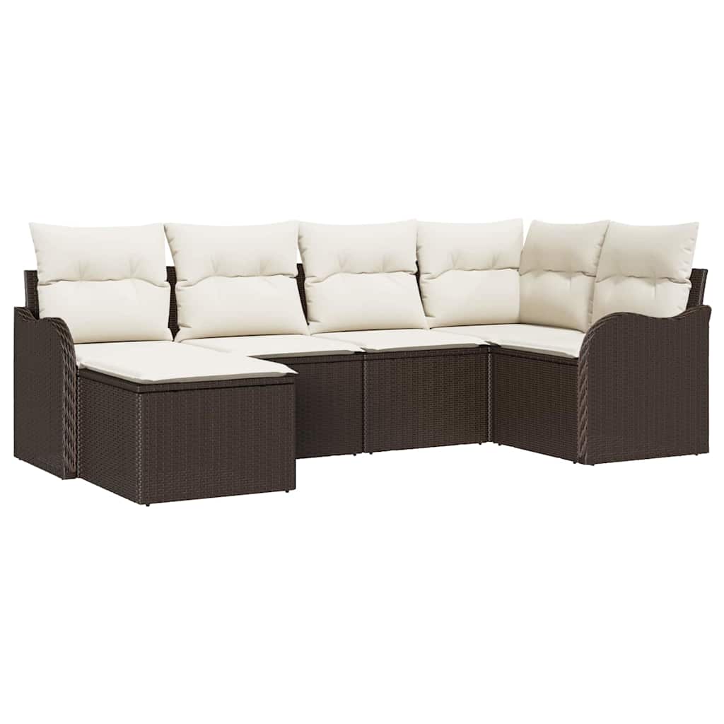 Havesofa Sæt 6 stk. Brun og hvid polyrattan