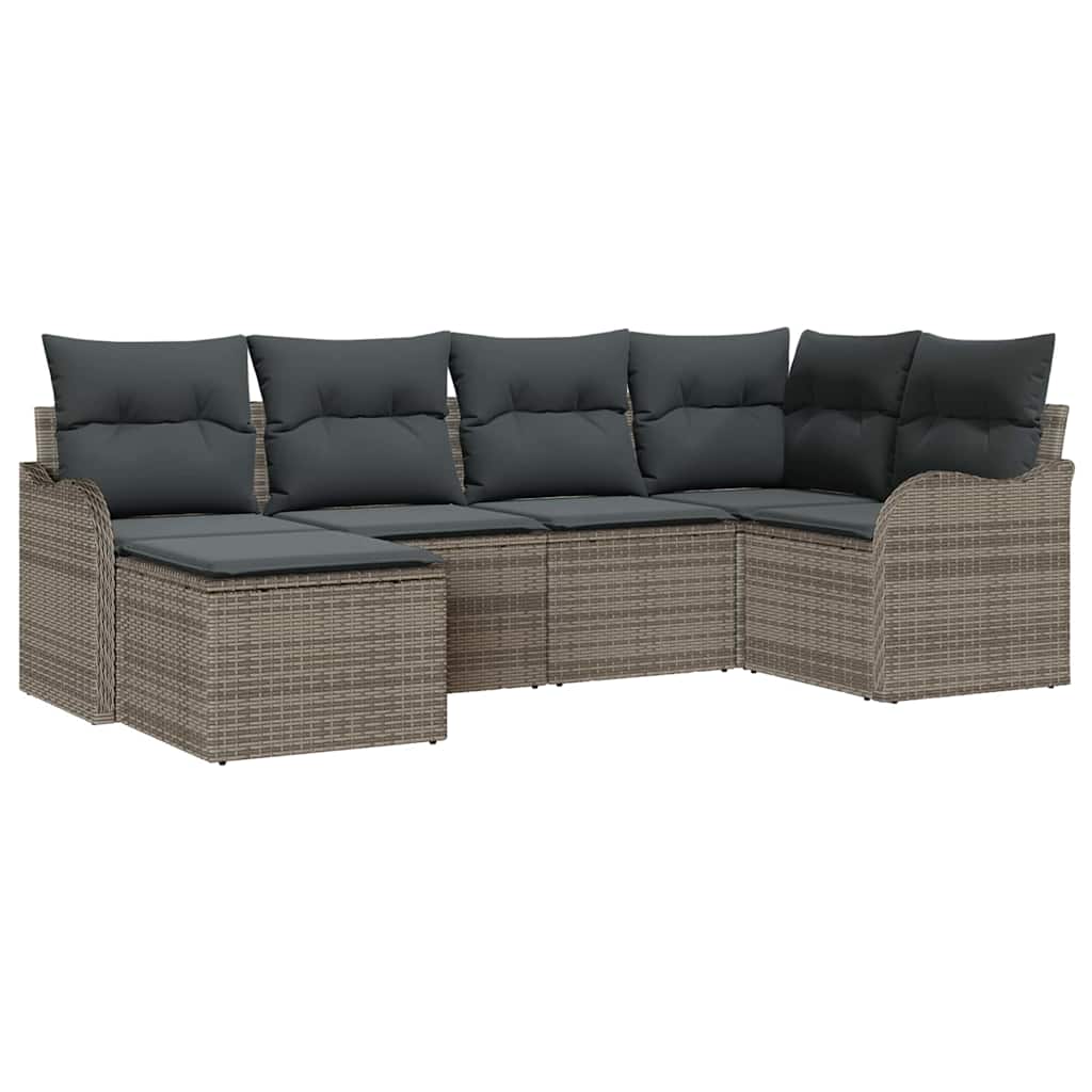 Havesofa Sæt 6 stk. Grå polyrattan