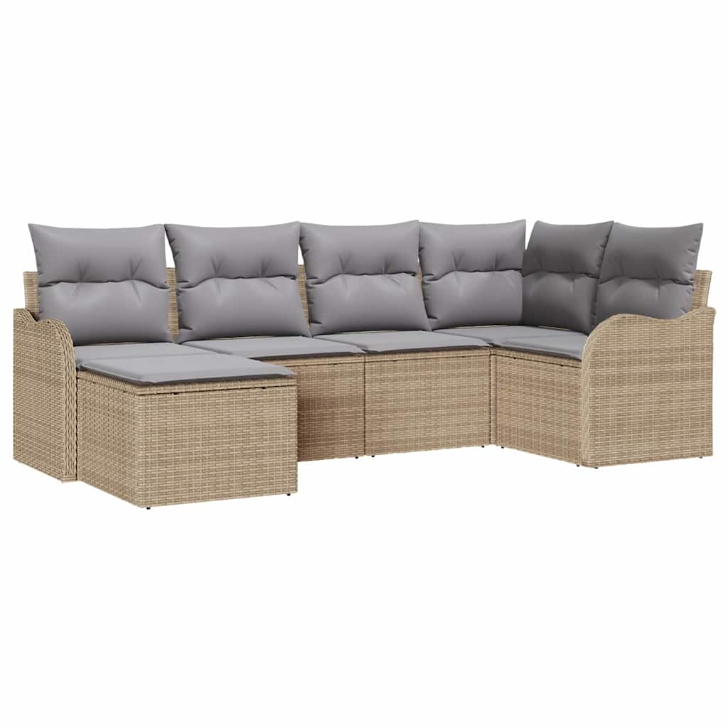 Havesofa Sæt 6 stk. Beige og lys grå polyrattan