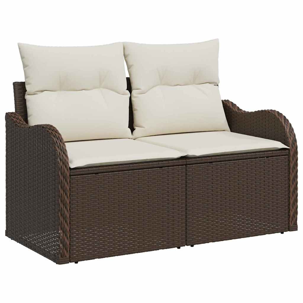 Havesofa Sæt 7 stk. Brun og hvid polyrattan