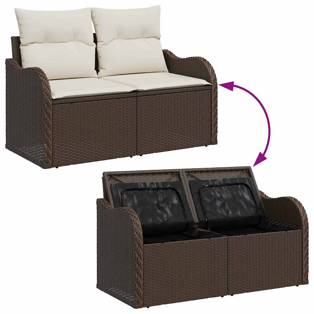 Havesofa Sæt 7 stk. Brun og hvid polyrattan