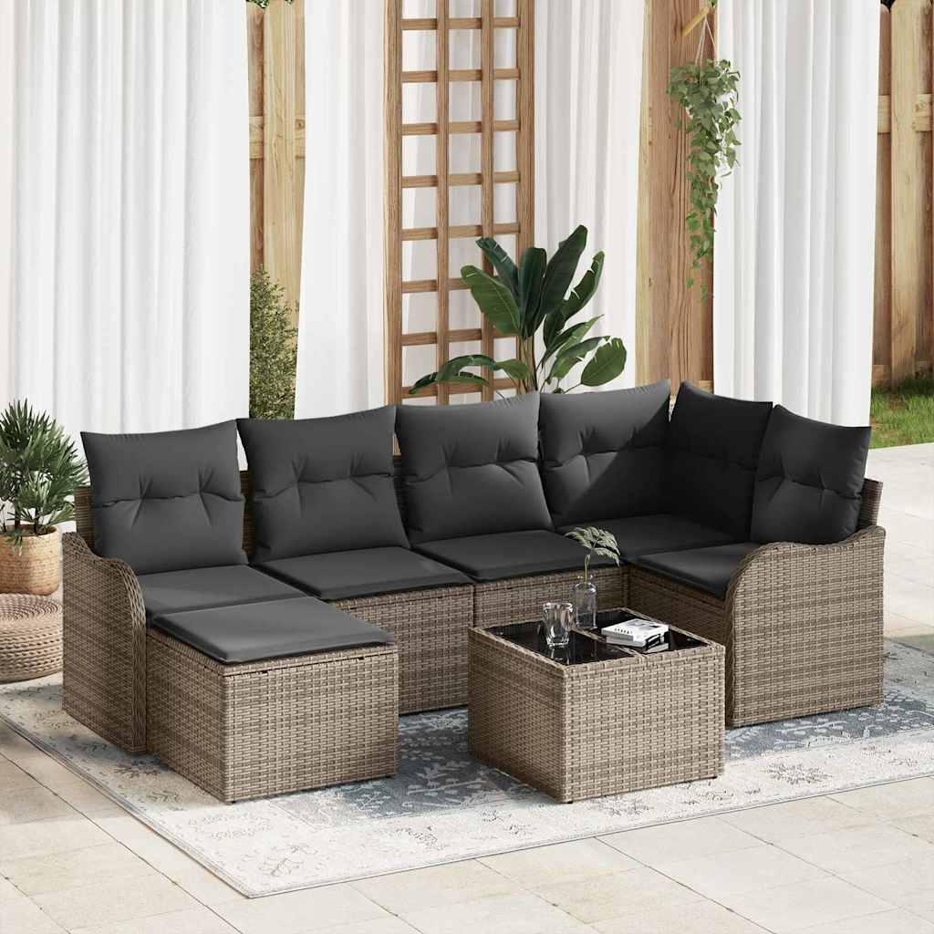 Havesofa Sæt 7 stk. Grå polyrattan