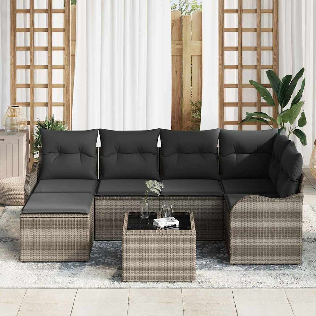 Havesofa Sæt 7 stk. Grå polyrattan
