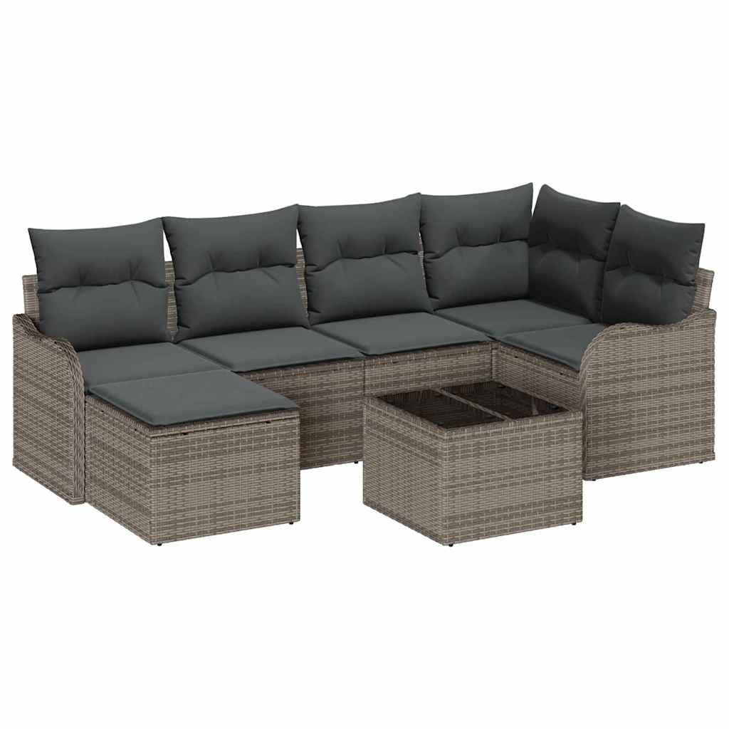 Havesofa Sæt 7 stk. Grå polyrattan